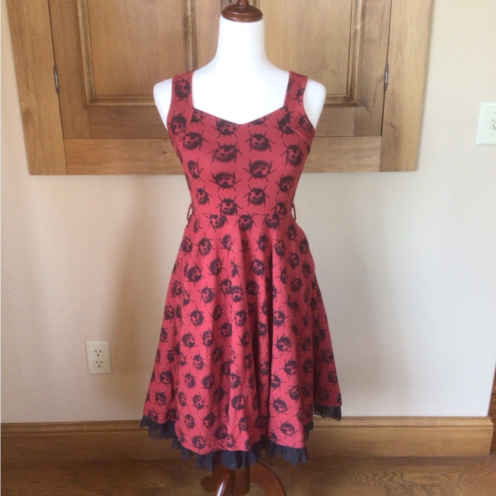 Effie's Heart Red Black Sweetheart Midi Sundress